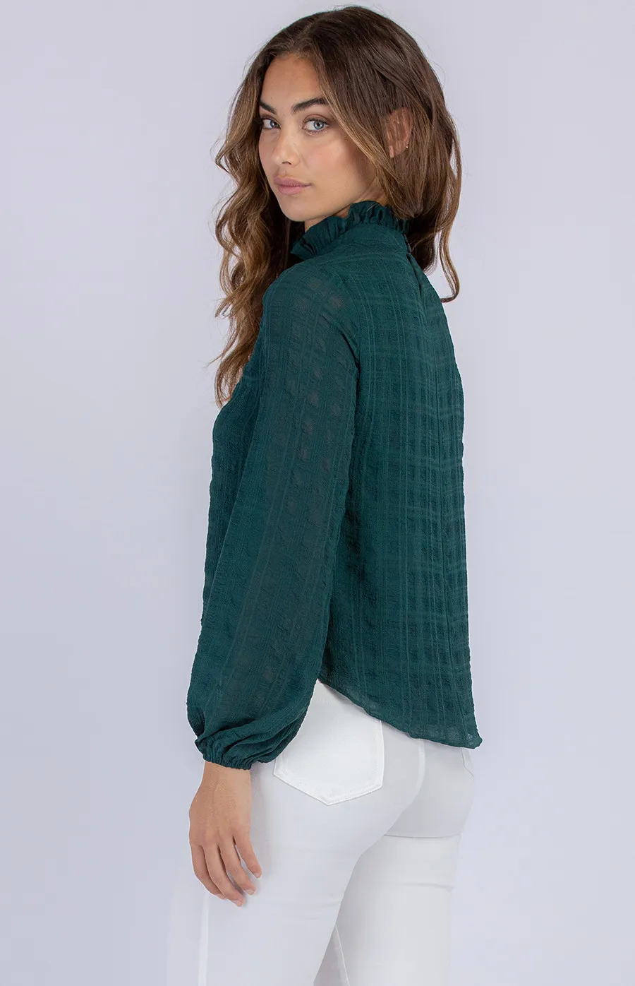 Textured Blouse with Round Hem (STO459B)