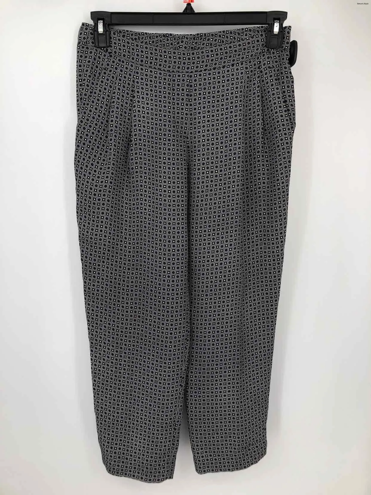 THEORY Navy White Silk Print Tapered Size 4  (S) Pants