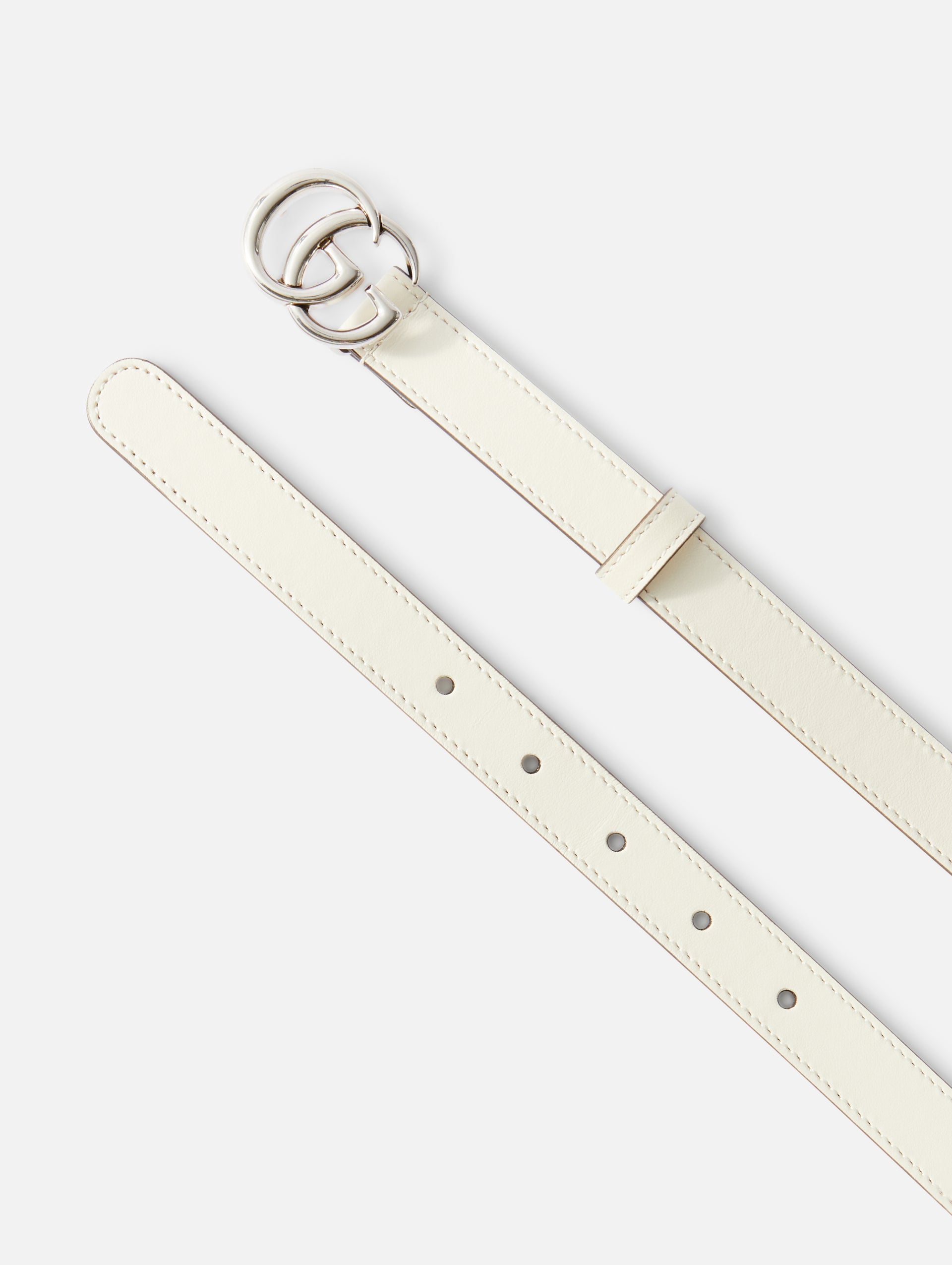 Thin Leather Belt with Double G Buckle