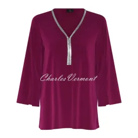 Tia Top With Diamante Neckline - Style 73035-7093-5600 (Magenta)