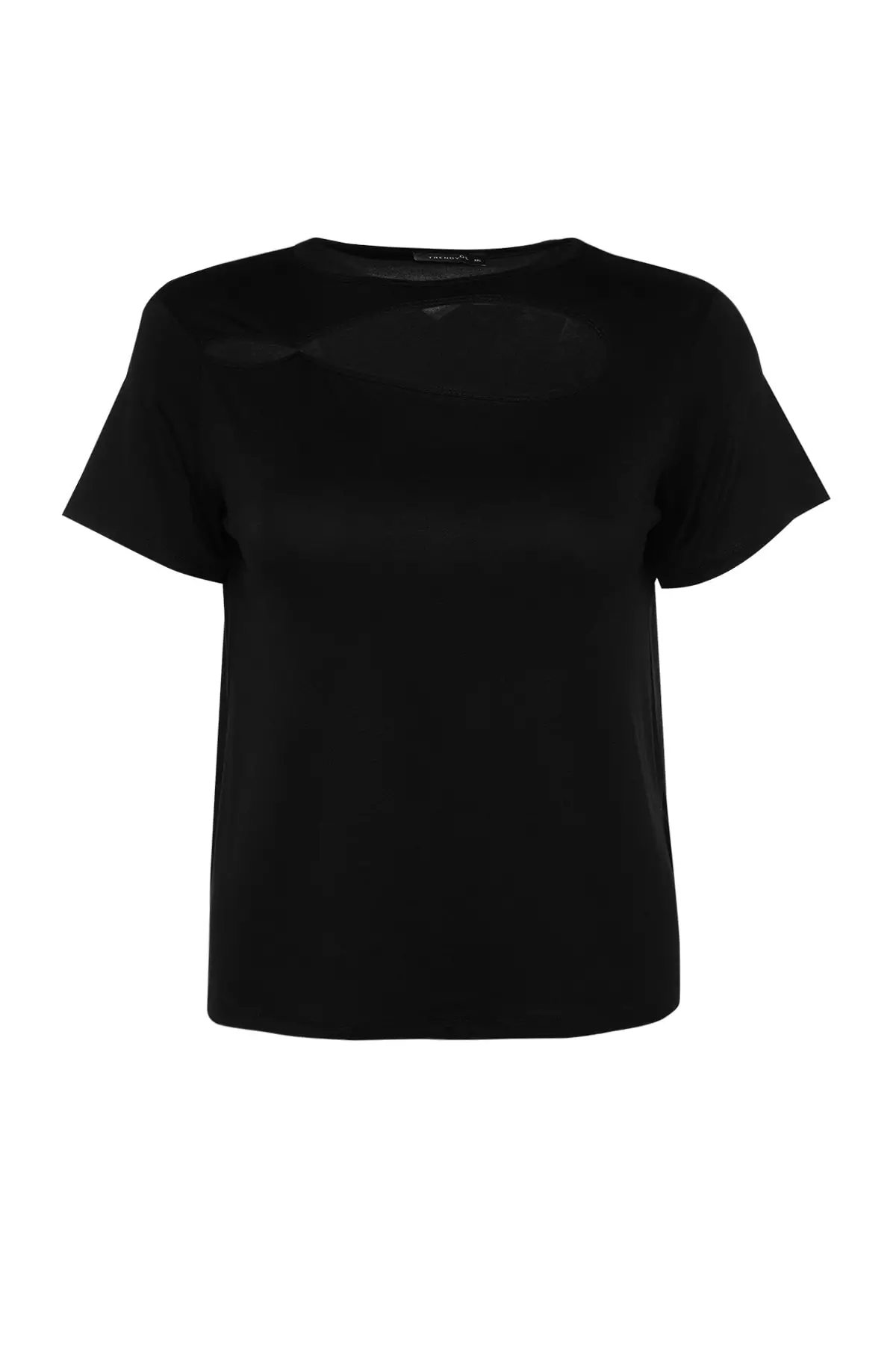 Trendyol Plus Size Black Knitted Cutout Detailed Blouse