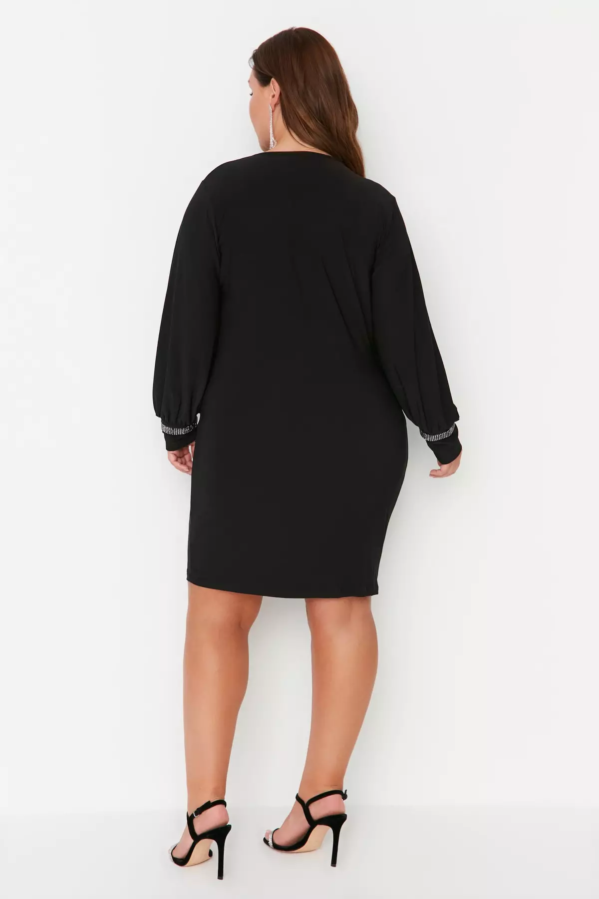 Trendyol Plus Size Black Knitted Sleeves Detailed Blouse