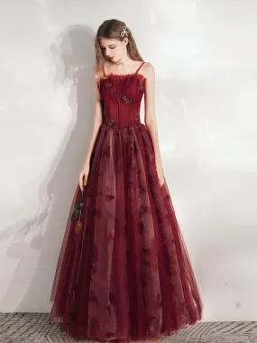 Unique Long Maroon Prom Dress