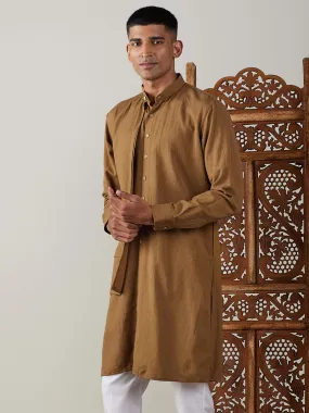 Vastramay Men's Coffee Cotton Cool Dyable Kurta