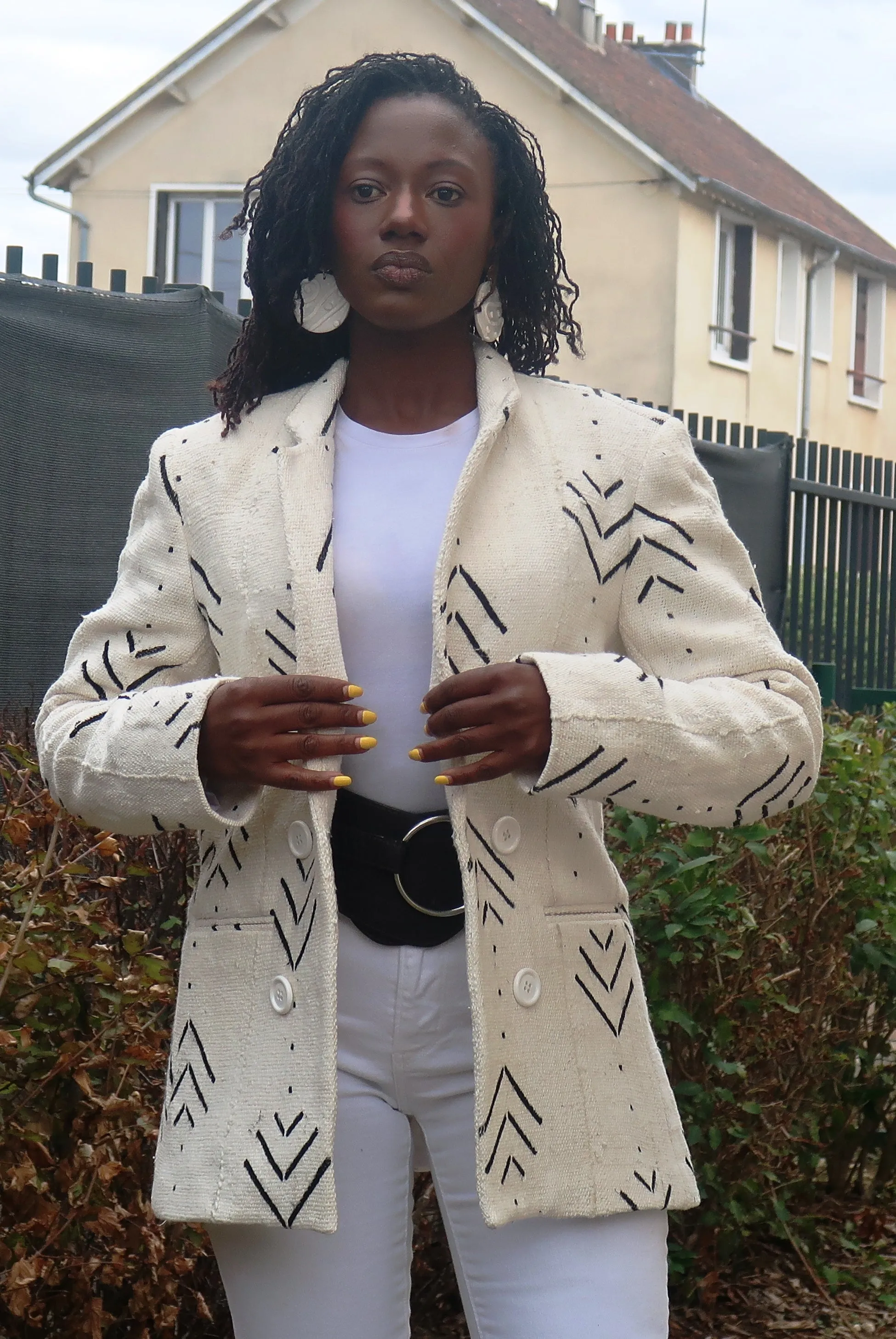 Veste blazer femme Kaarta en Bogolan tissé du Mali