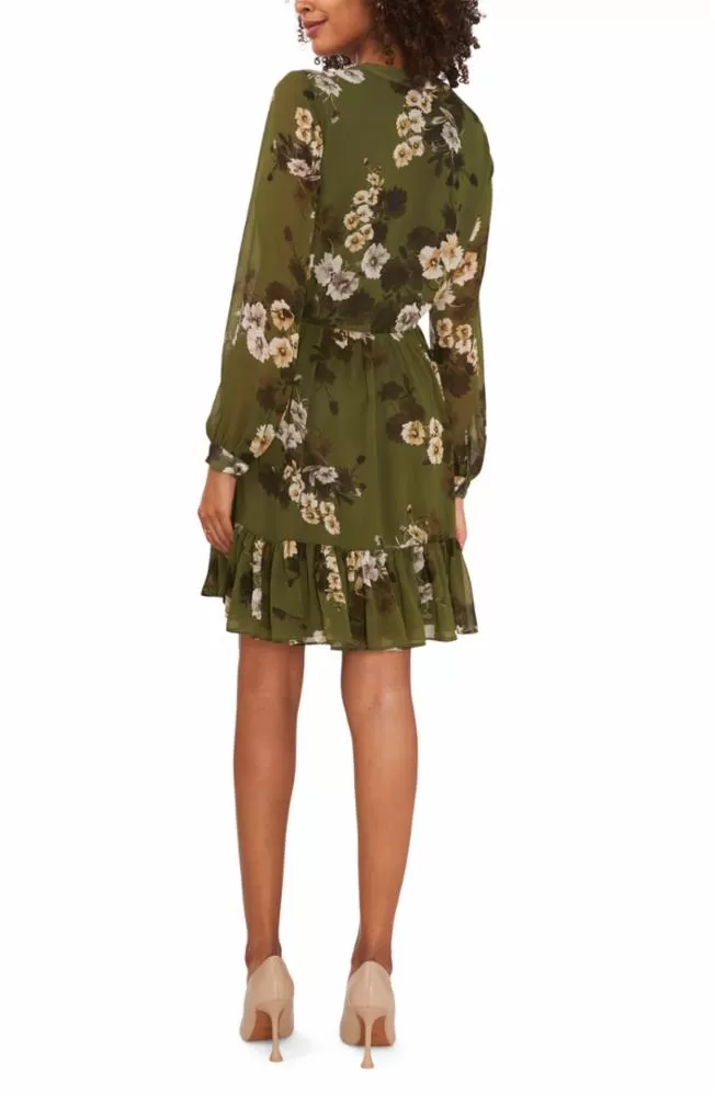 Vince Camuto Apparel LONG SLEEVE WITH V NECKLINE DRESS 381/LT OLIVE