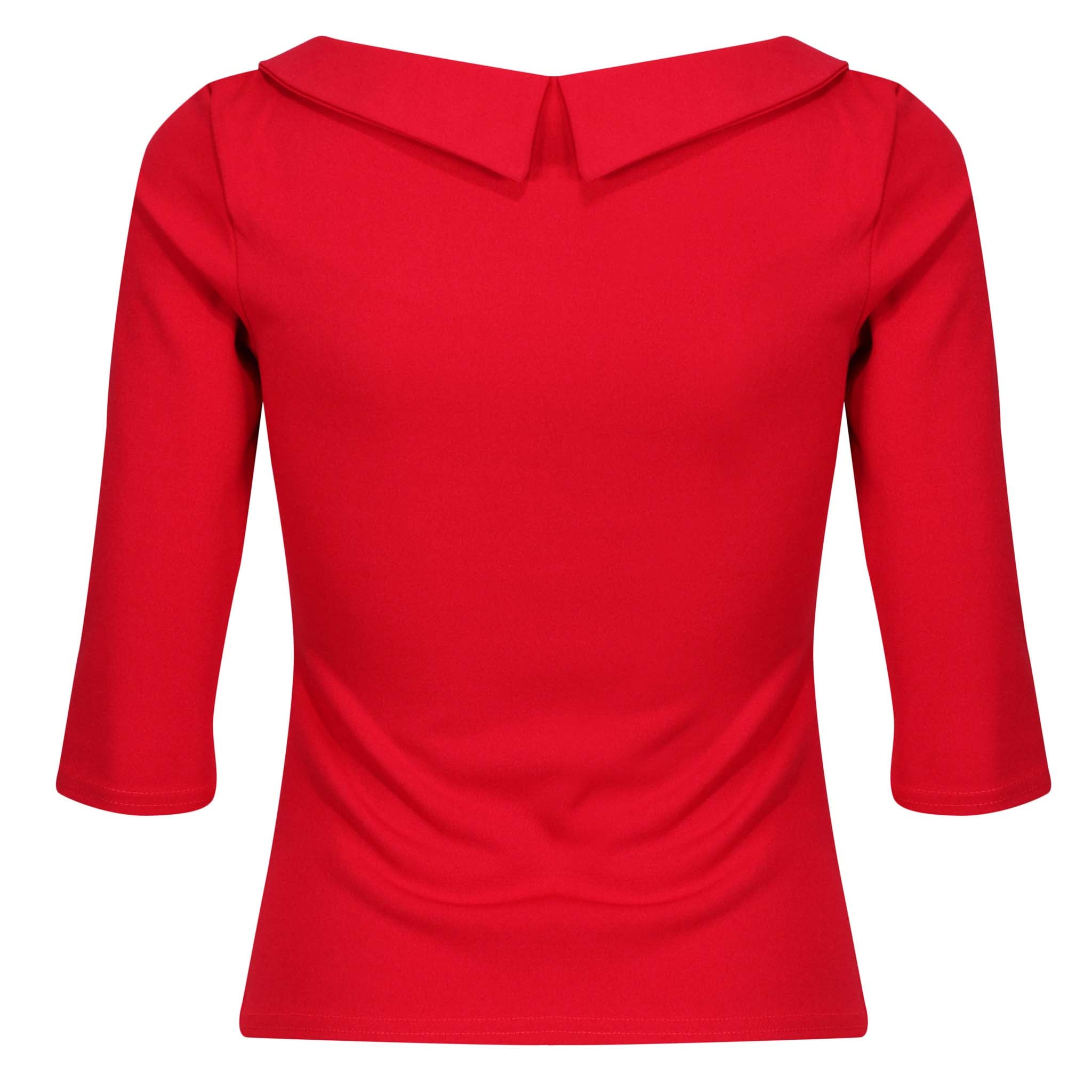 Vintage Red 3/4 Sleeve Tie Neck Top