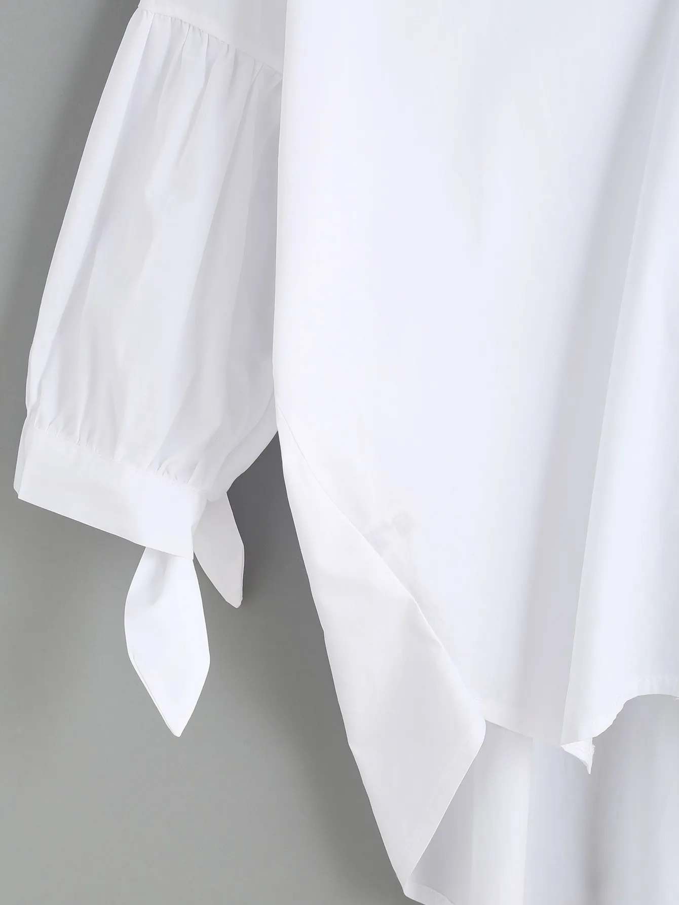 White Bow Back Mid Sleeves Shirt Blouse