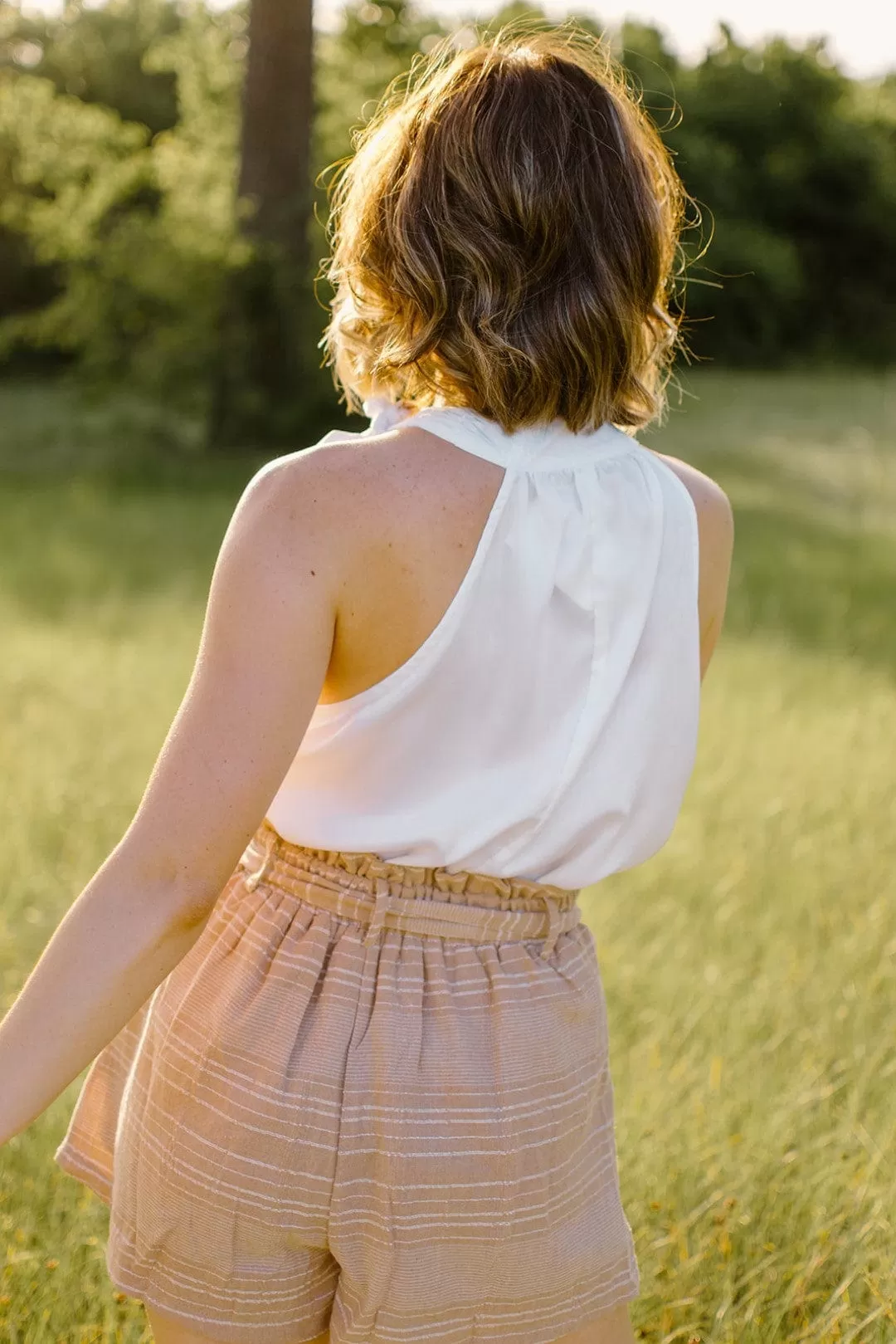 White High Neck Blouse With Bow