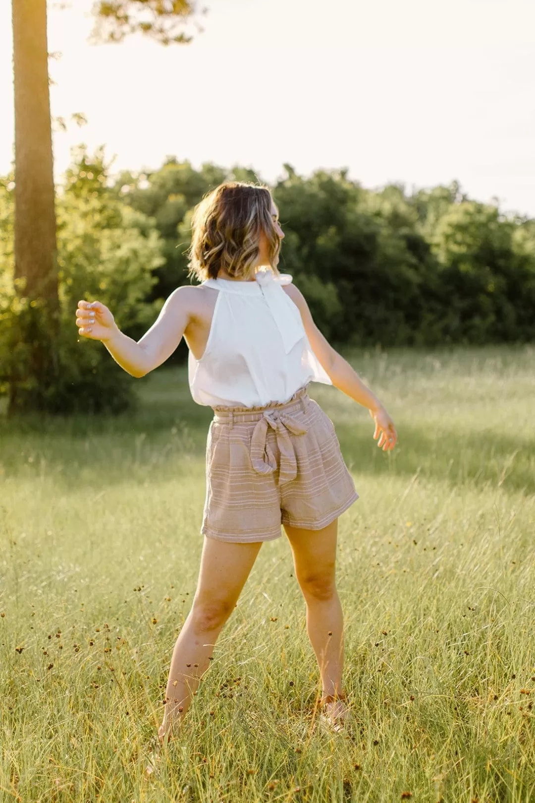 White High Neck Blouse With Bow