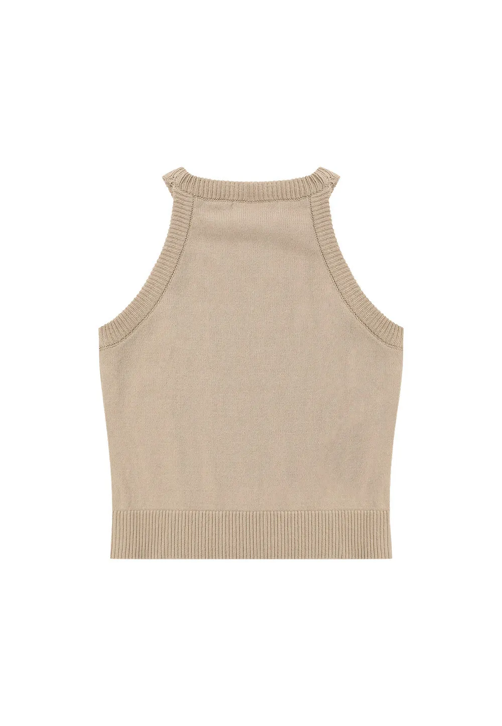 WOOALONG  |Sleeveless Halter Neck Street Style Plain Cotton Logo