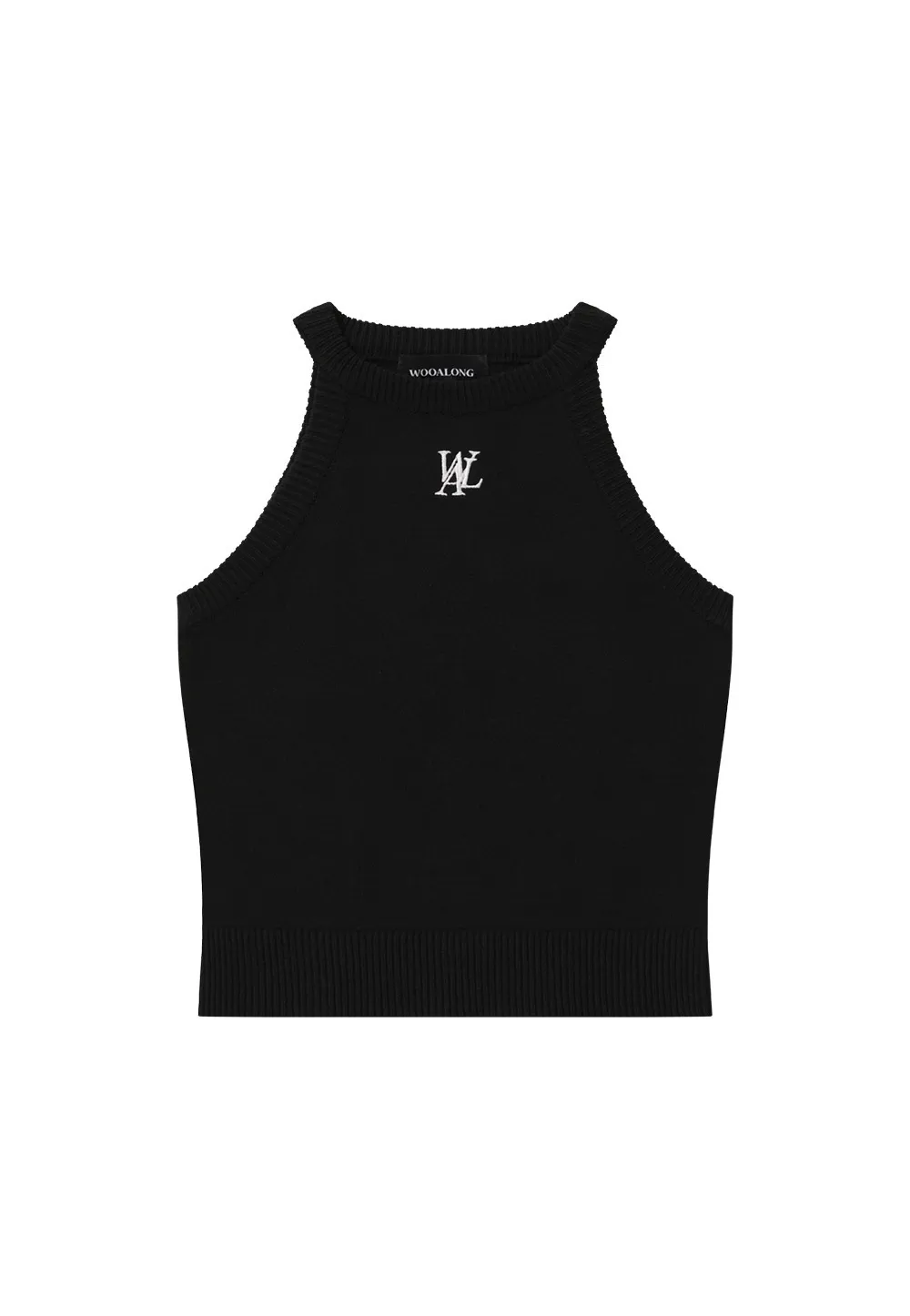 WOOALONG  |Sleeveless Halter Neck Street Style Plain Cotton Logo