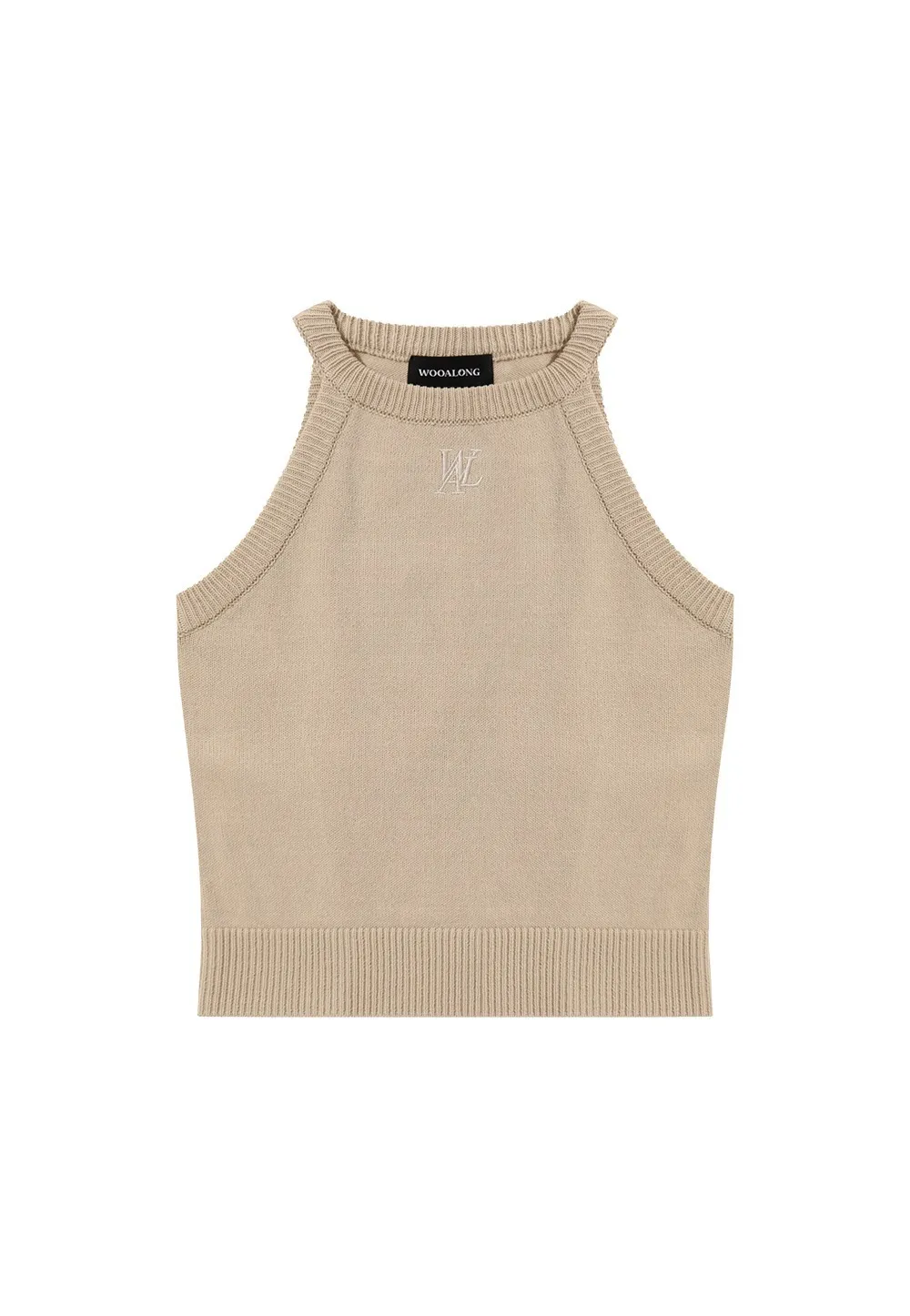 WOOALONG  |Sleeveless Halter Neck Street Style Plain Cotton Logo